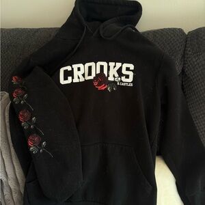Crooks & Castles Black Hoodie with Rose Design
